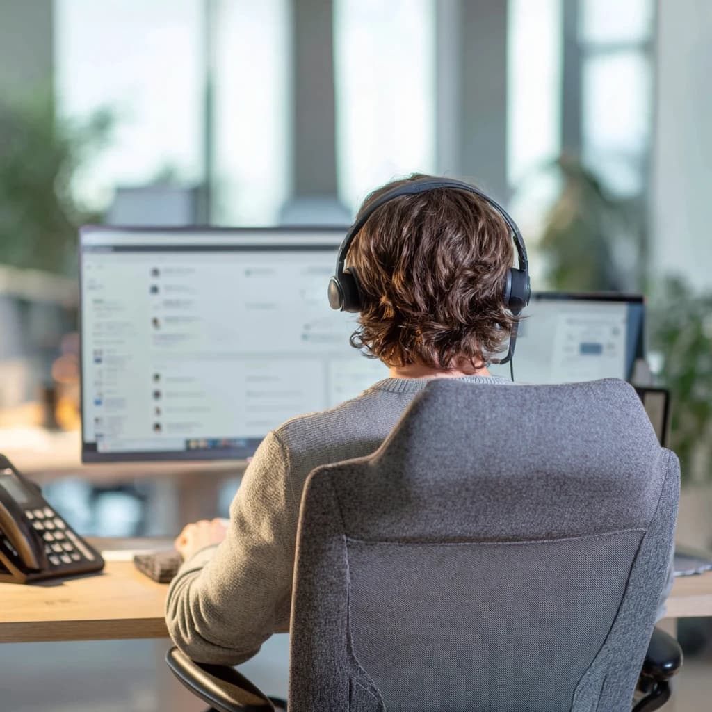 Support expert at desk